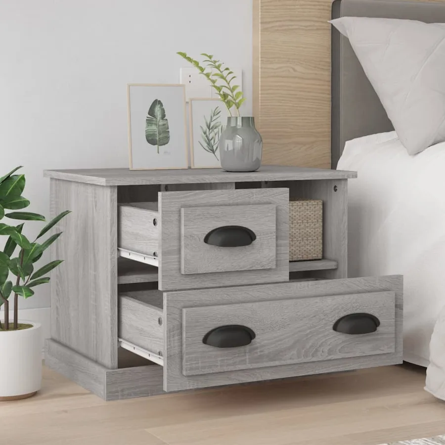 Table de chevet sonoma gris 60x39x45 cm - 3