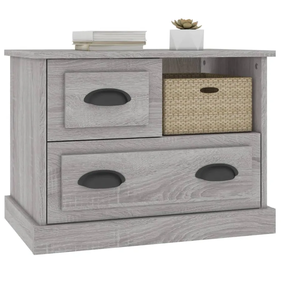 Table de chevet sonoma gris 60x39x45 cm - 4