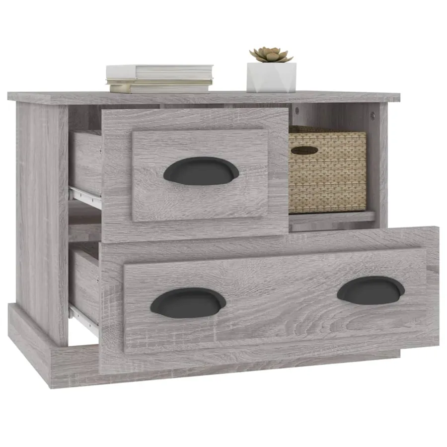 Table de chevet sonoma gris 60x39x45 cm - 5