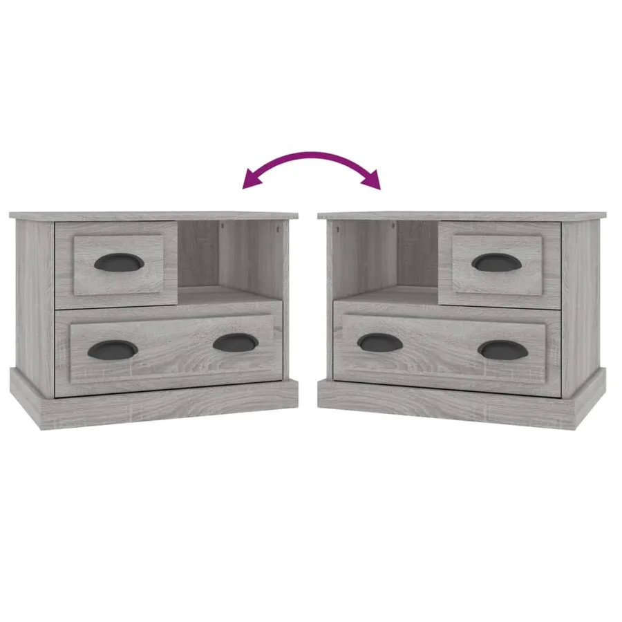 Table de chevet sonoma gris 60x39x45 cm - 9