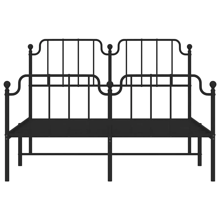 Cadre de lit métal sans matelas avec pied de lit noir 135x190cm - 6
