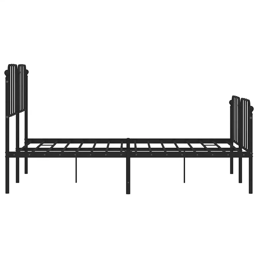 Cadre de lit métal sans matelas avec pied de lit noir 135x190cm - 7