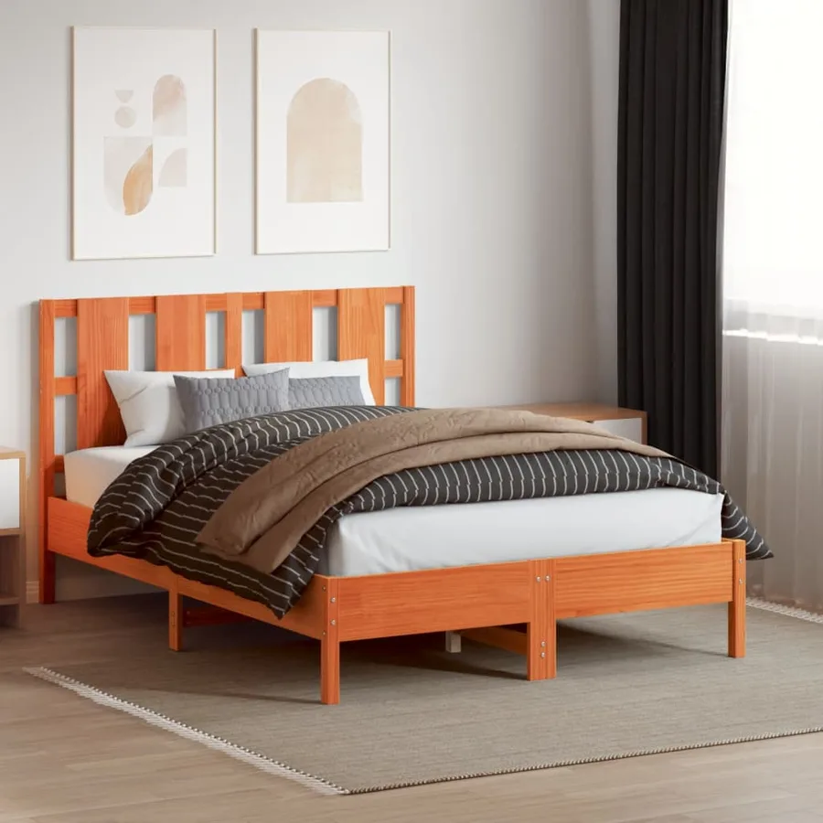 Tête de lit cire marron 135 cm bois massif de pin - 3
