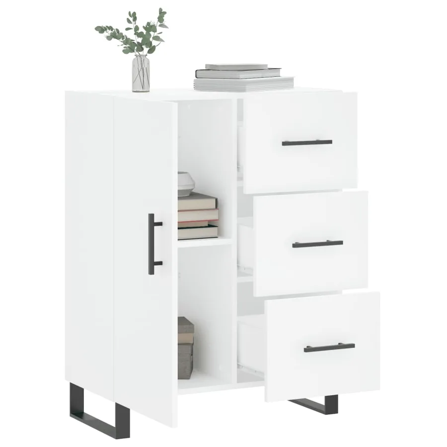 Buffet blanc 69,5x34x90 cm bois d'ingénierie - 4