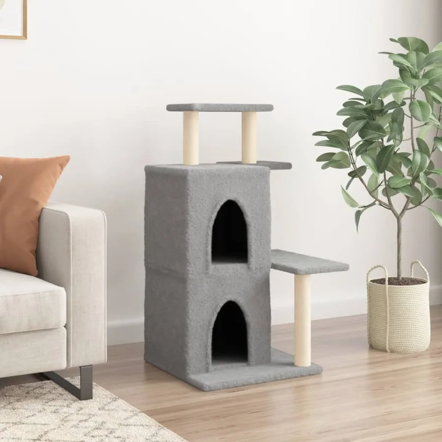Arbre à chat avec griffoirs en sisal gris clair 97 cm - 3