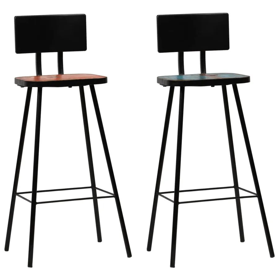 Mobilier de bar 3 pcs Bois de récupération massif Multicolore - 8