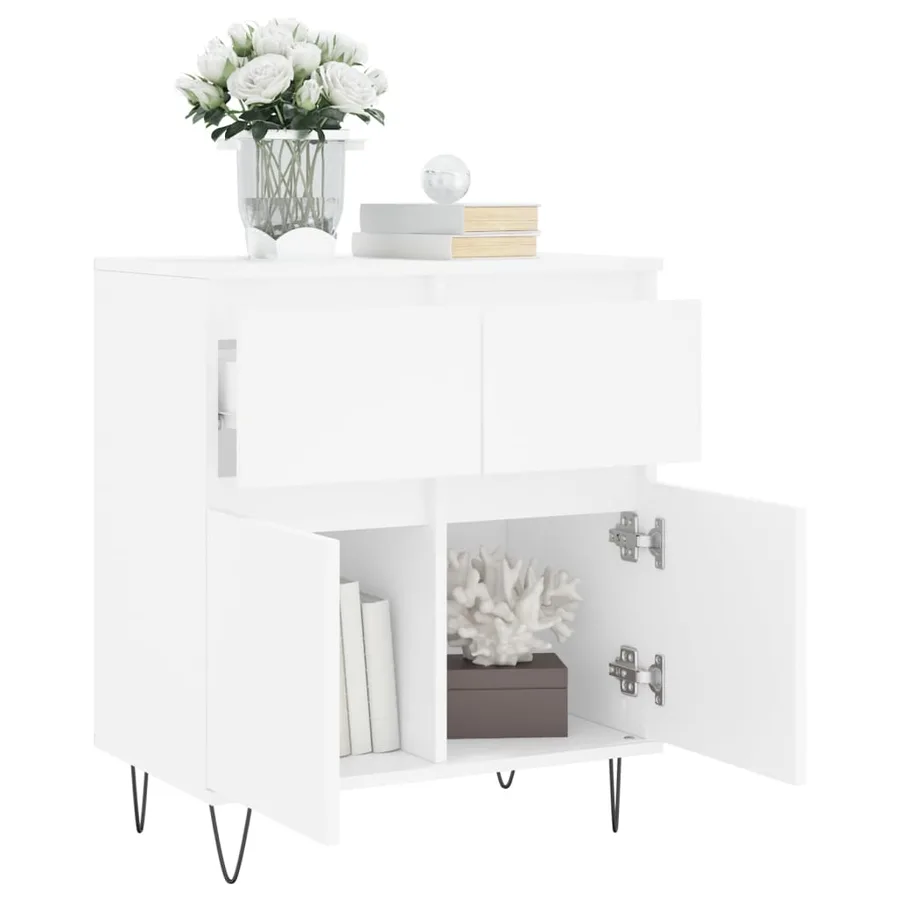 Buffet Blanc 60x35x70 cm Bois d'ingénierie - 4