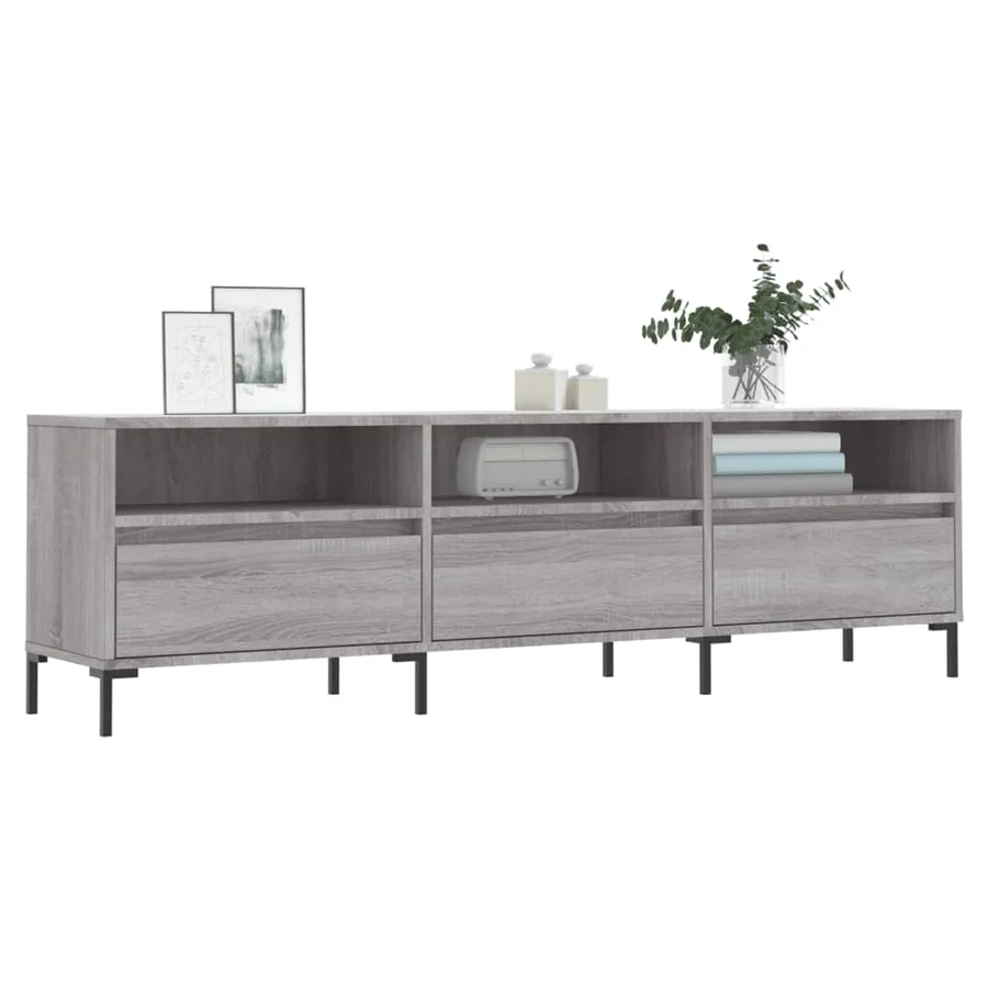 Meuble TV sonoma gris 150x30x44,5 cm bois d'ingénierie - 3