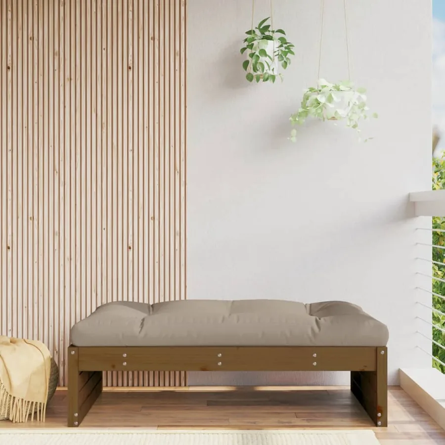Repose-pied de jardin 120x80 cm marron miel bois de pin massif