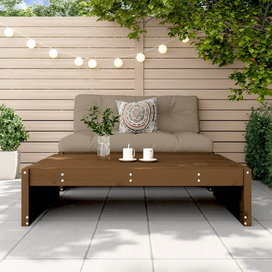 Repose-pied de jardin 120x80 cm marron miel bois de pin massif - 3