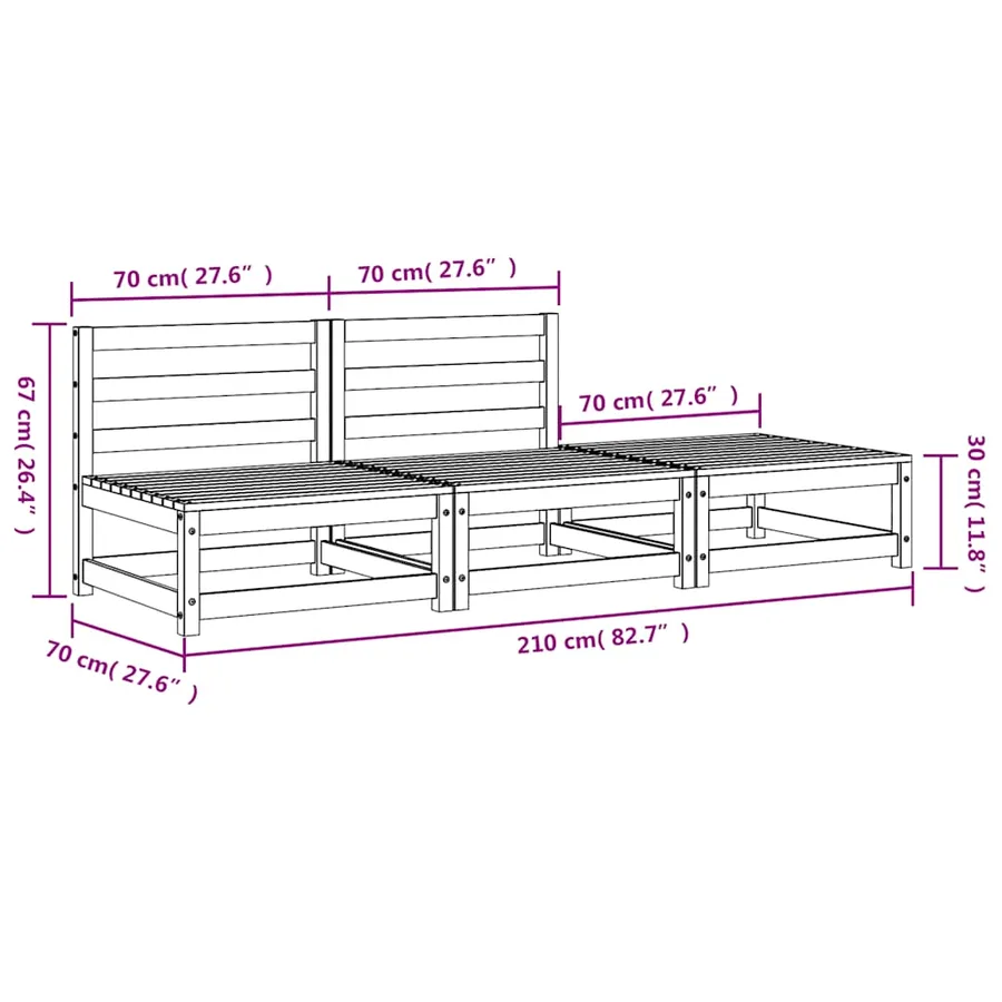 Canapé de jardin sans accoudoirs repose-pieds bois pin massif - 10