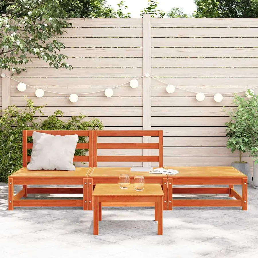 Canapé de jardin sans accoudoirs repose-pieds bois pin massif - 3