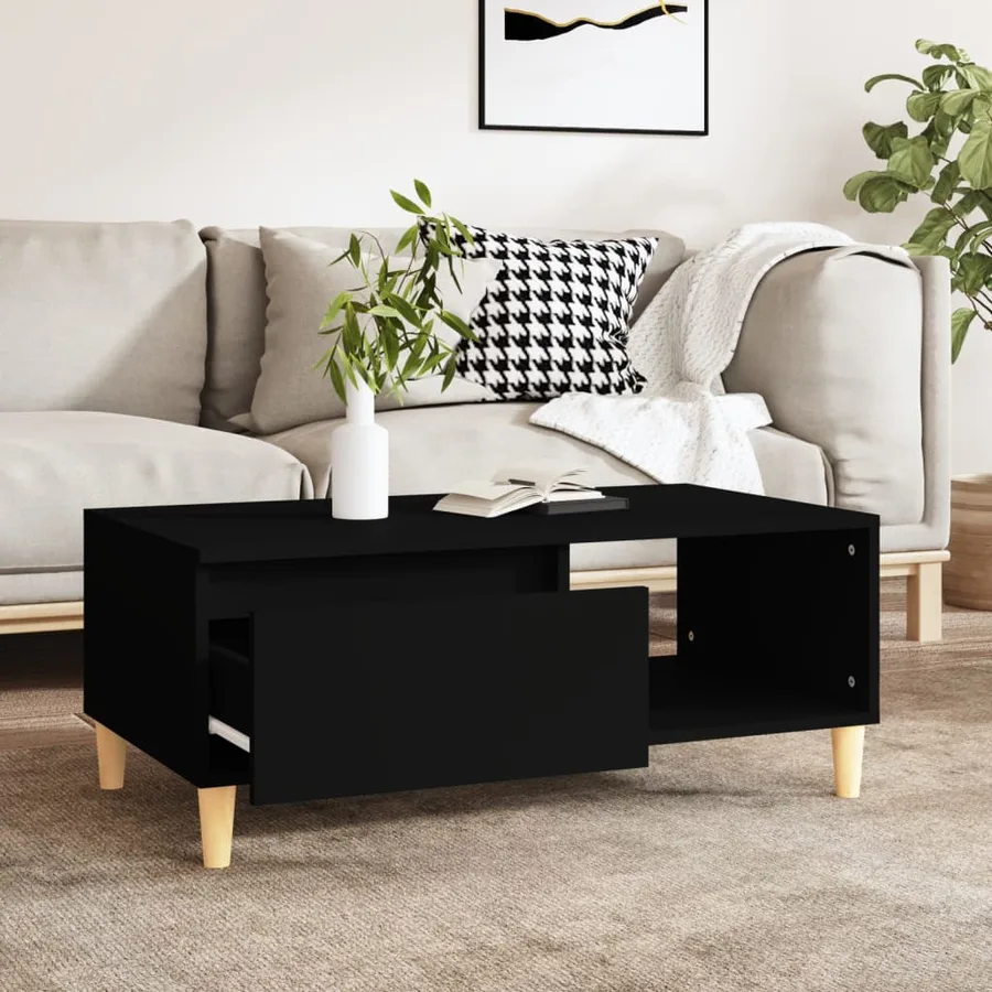 Table basse Noir 90x50x36,5 cm Bois d'ingénierie - 3
