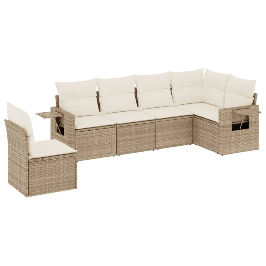 Salon de jardin avec coussins 6 pcs beige résine tressée - 2
