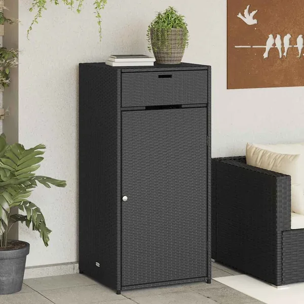 Armoire de rangement de jardin noir 55x55x111 cm résine tressée
