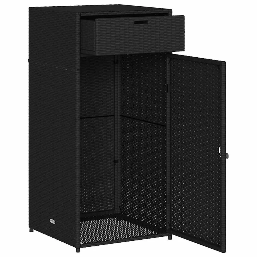 Armoire de rangement de jardin noir 55x55x111 cm résine tressée - 2