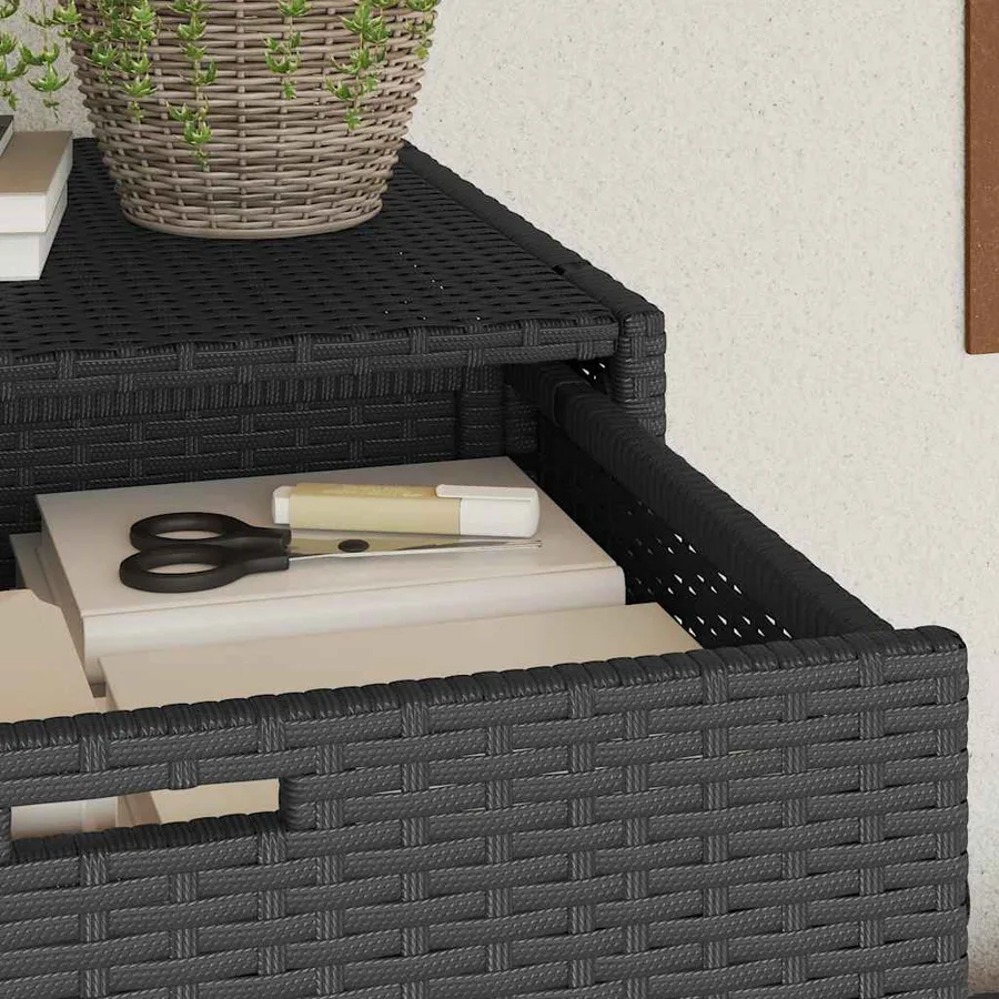 Armoire de rangement de jardin noir 55x55x111 cm résine tressée - 5