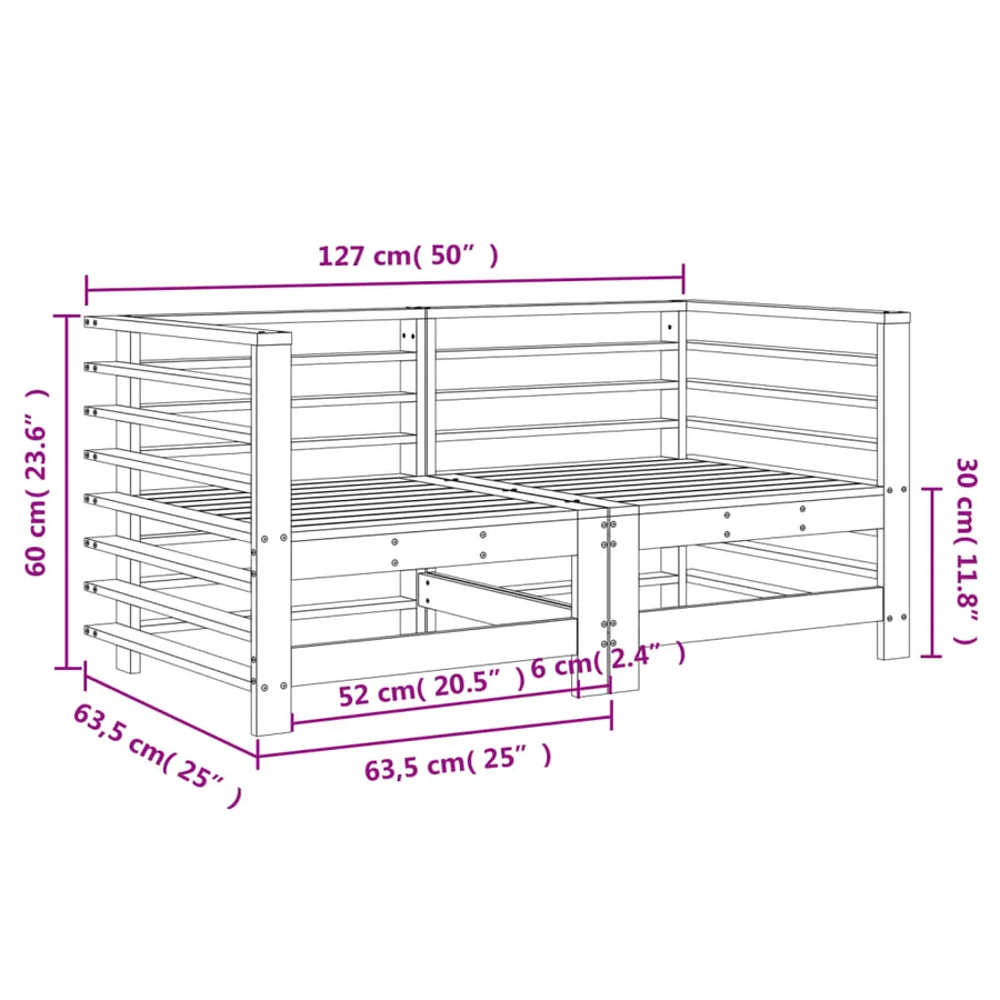 Canapés d'angle de jardin 2 pcs bois de pin massif - 8