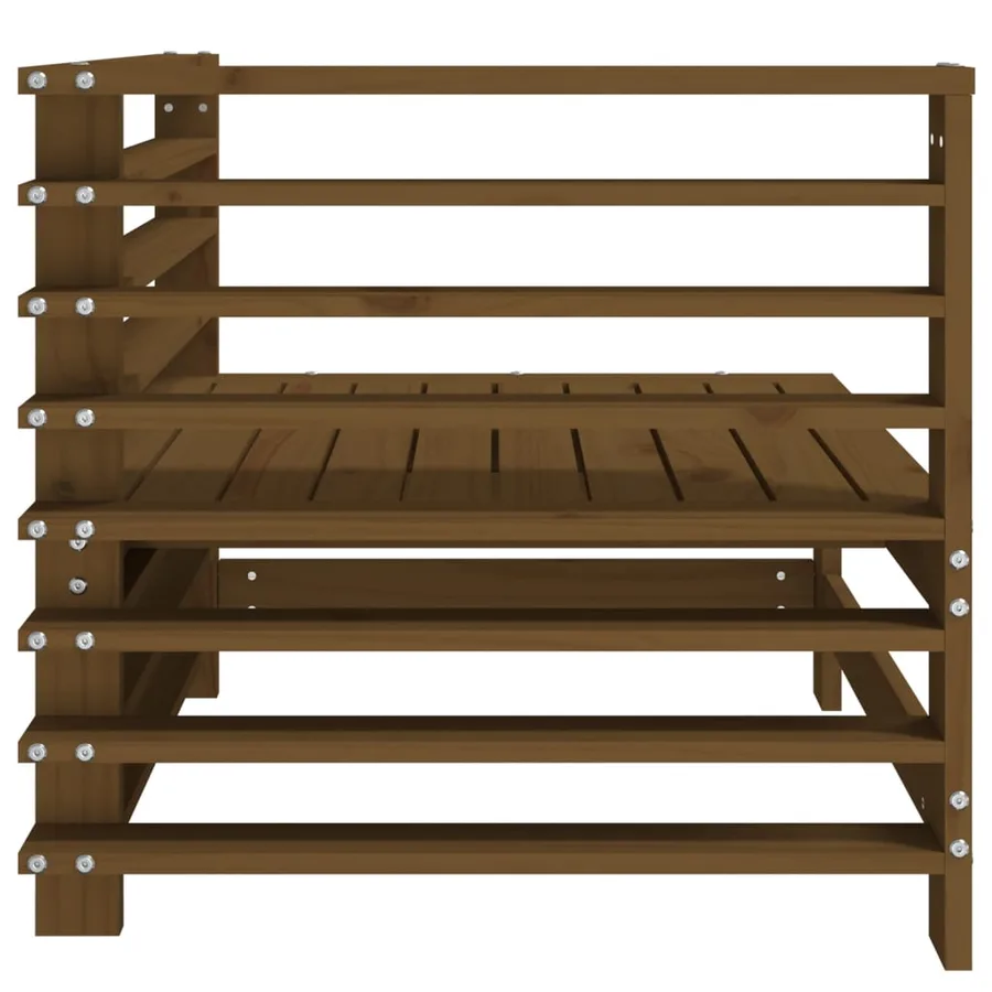 Canapé d'angle de jardin marron miel bois de pin solide - 4