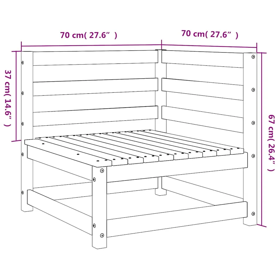 Canapés d'angle de jardin 2 pcs 70x70x67 cm bois massif douglas - 9
