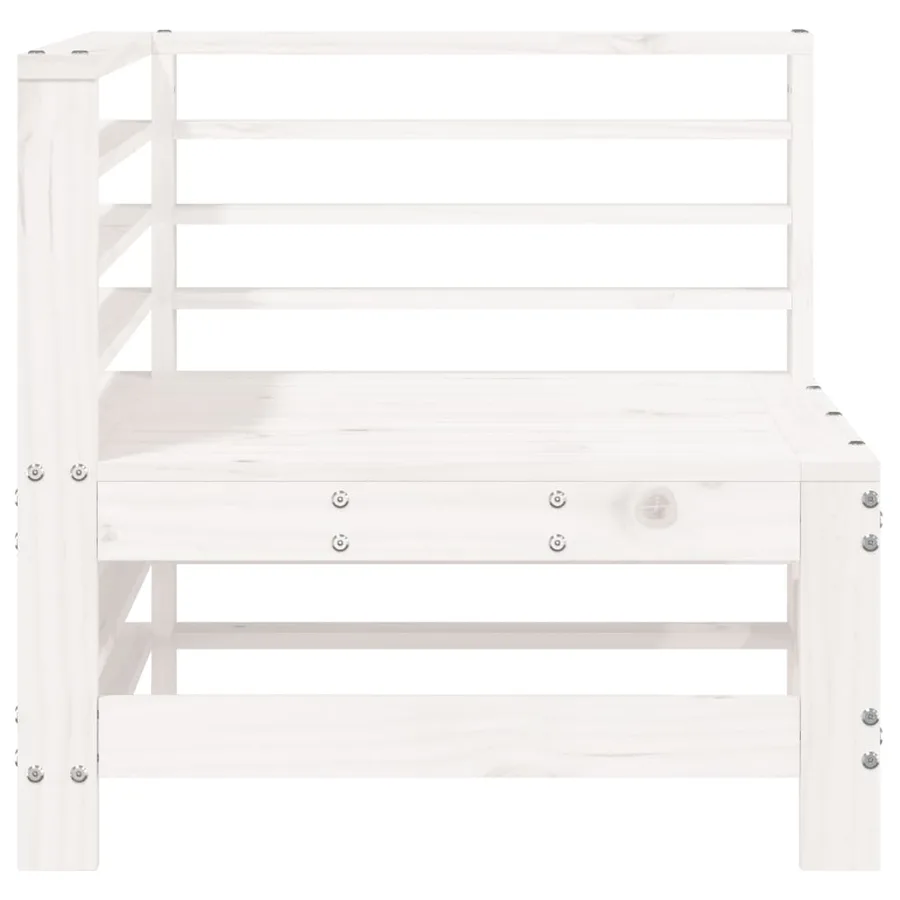Canapé d'angle de jardin blanc bois de pin massif - 3