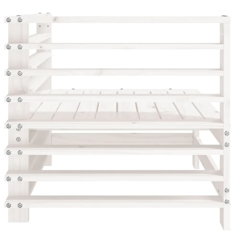 Canapé d'angle de jardin blanc bois de pin massif - 4