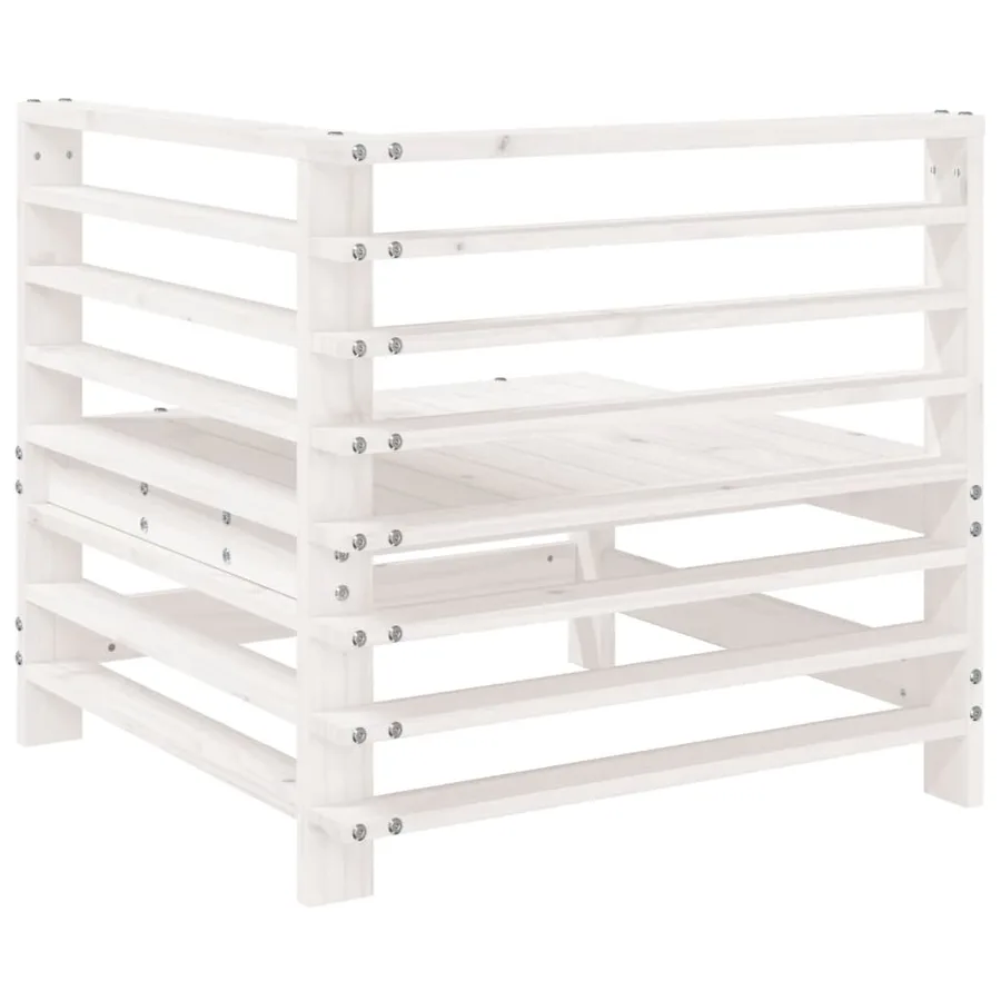 Canapé d'angle de jardin blanc bois de pin massif - 5