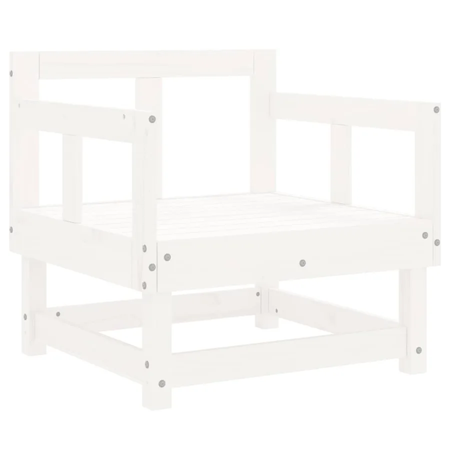 Salon de jardin 8 pcs Blanc Bois de pin massif - 5