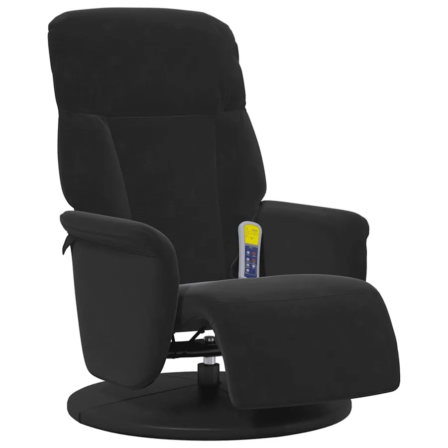 Fauteuil inclinable de massage avec repose-pied noir velours - 4