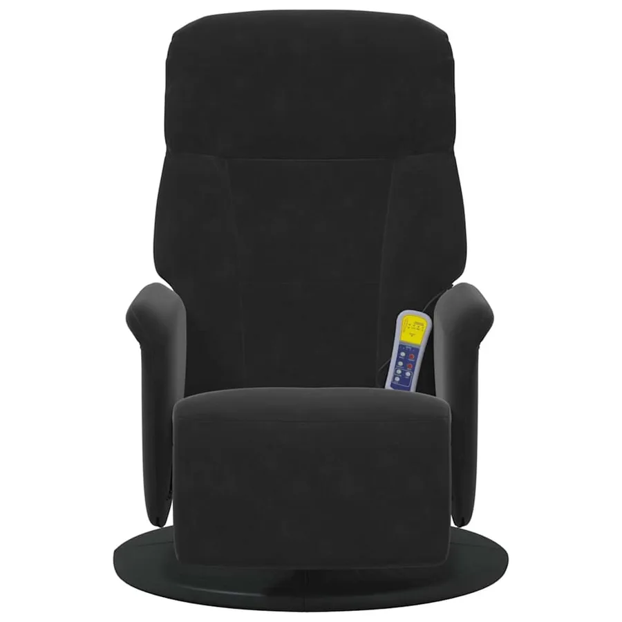 Fauteuil inclinable de massage avec repose-pied noir velours - 5