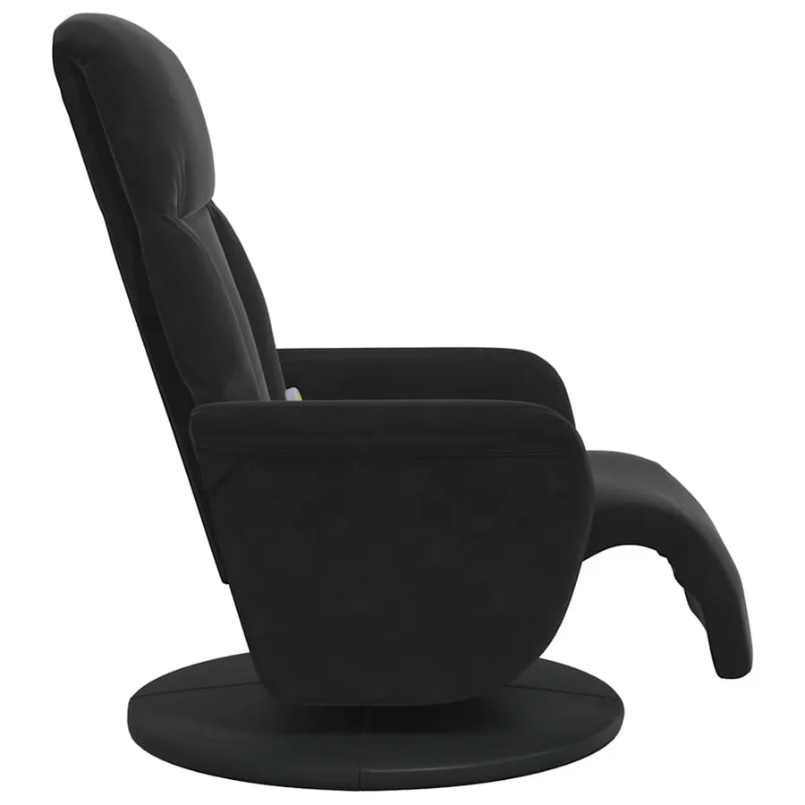Fauteuil inclinable de massage avec repose-pied noir velours - 6