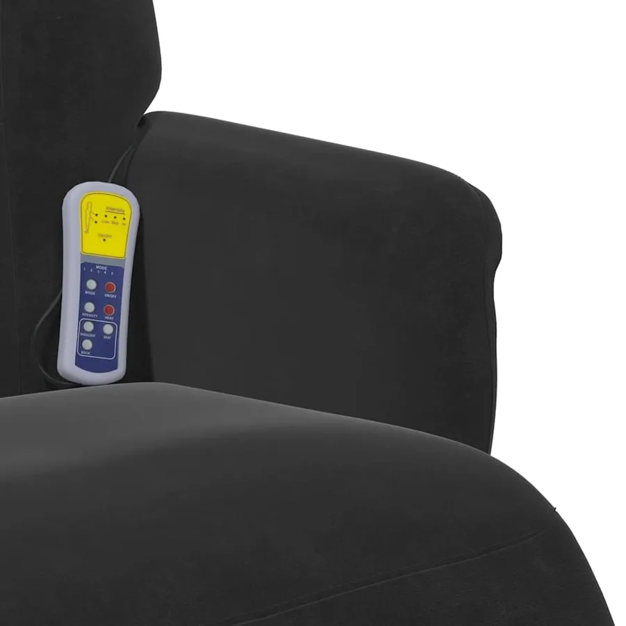 Fauteuil inclinable de massage avec repose-pied noir velours - 9