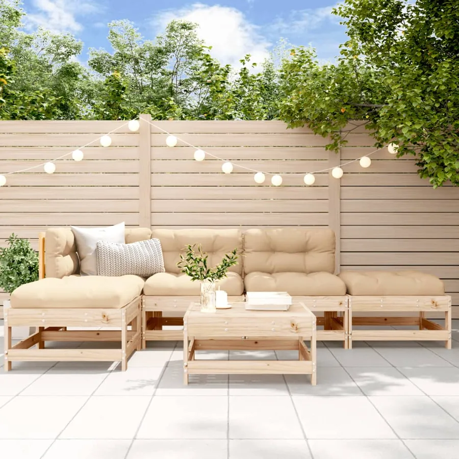 Salon de jardin 6 pcs Bois de pin massif