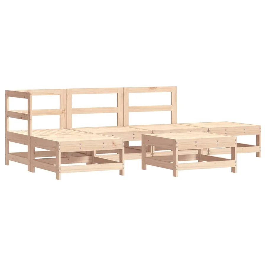Salon de jardin 6 pcs Bois de pin massif - 2
