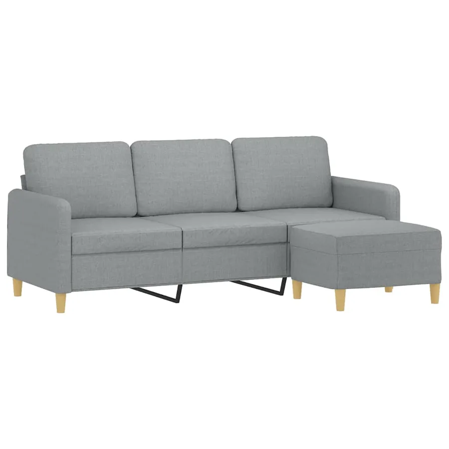 Canapé à 3 places avec repose-pieds Gris clair 180 cm Tissu - 3