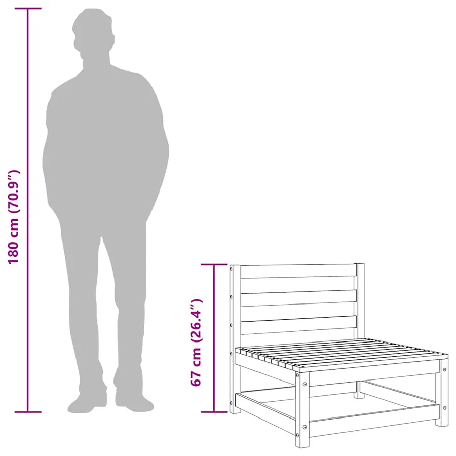 Canapé de jardin sans accoudoirs 70x70x67cm bois massif douglas - 9