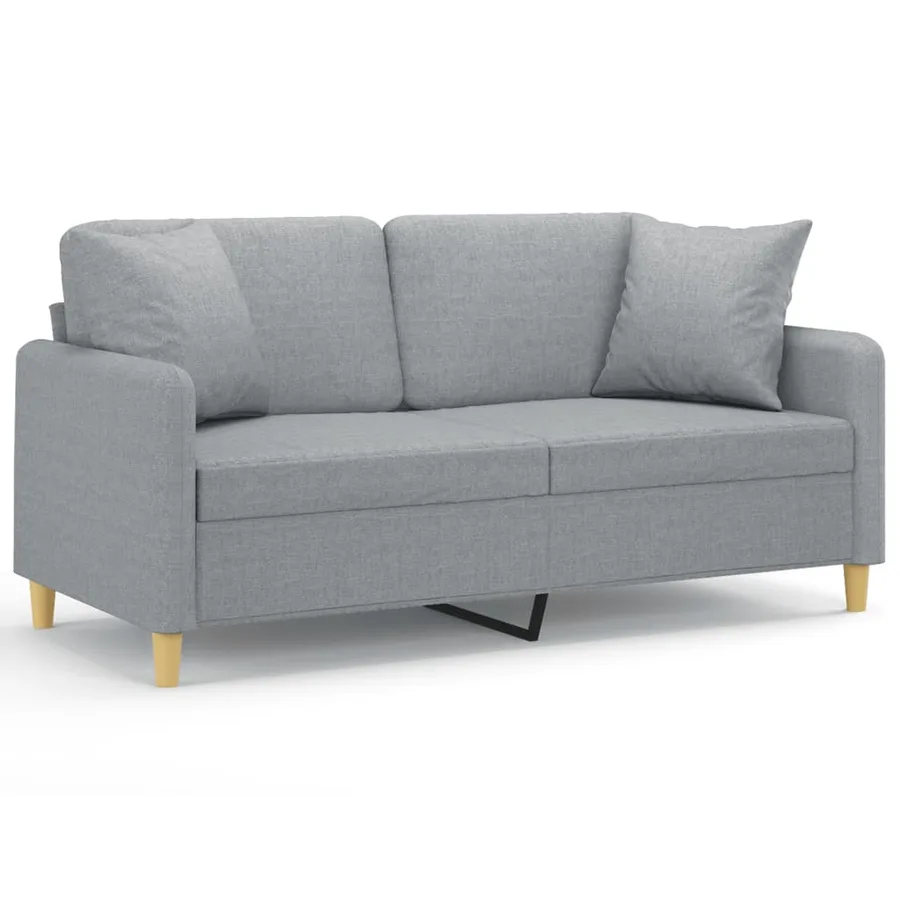 Canapé 2 places avec oreillers gris clair 140 cm tissu - 2