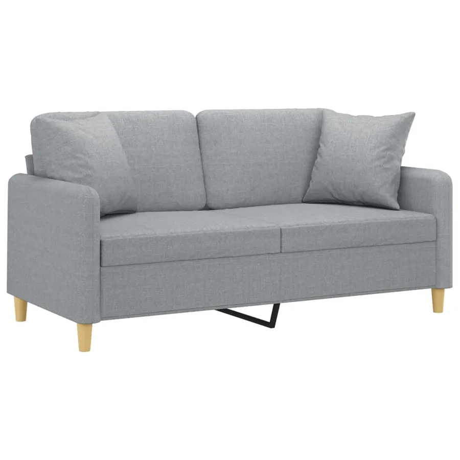 Canapé 2 places avec oreillers gris clair 140 cm tissu - 3