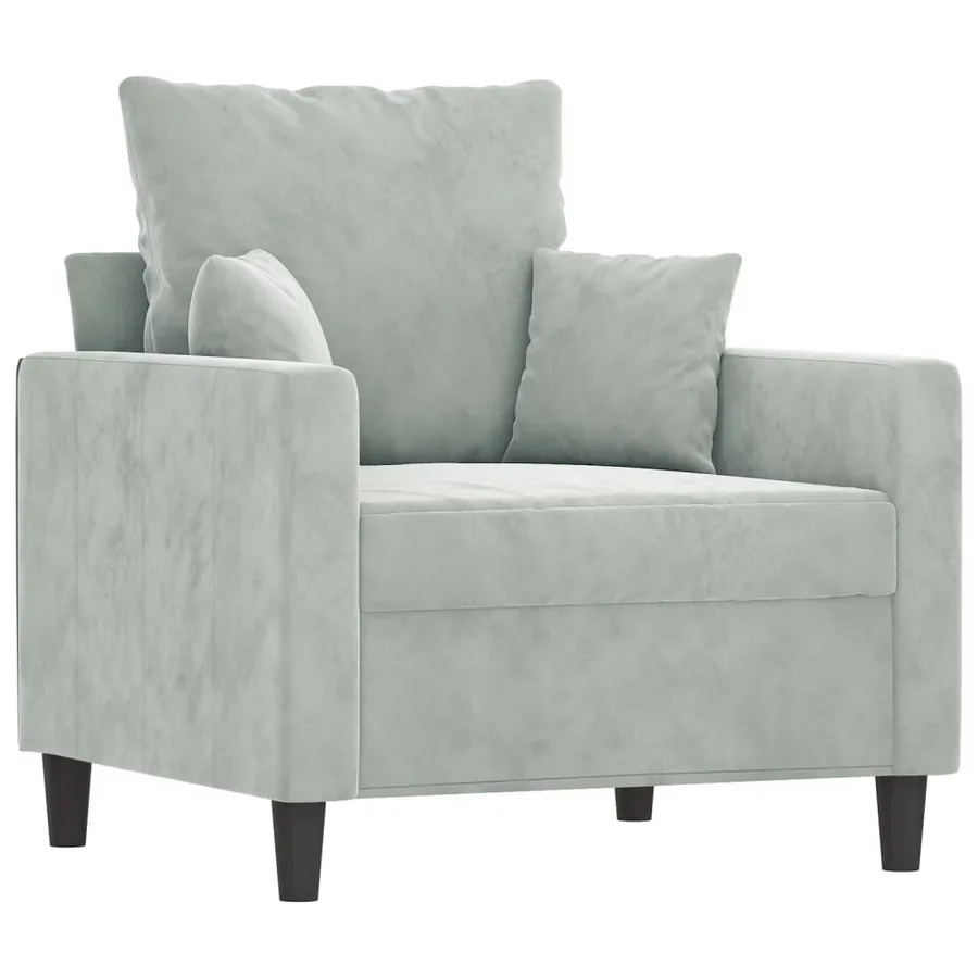 Fauteuil avec repose-pied Gris clair 60 cm Velours - 4