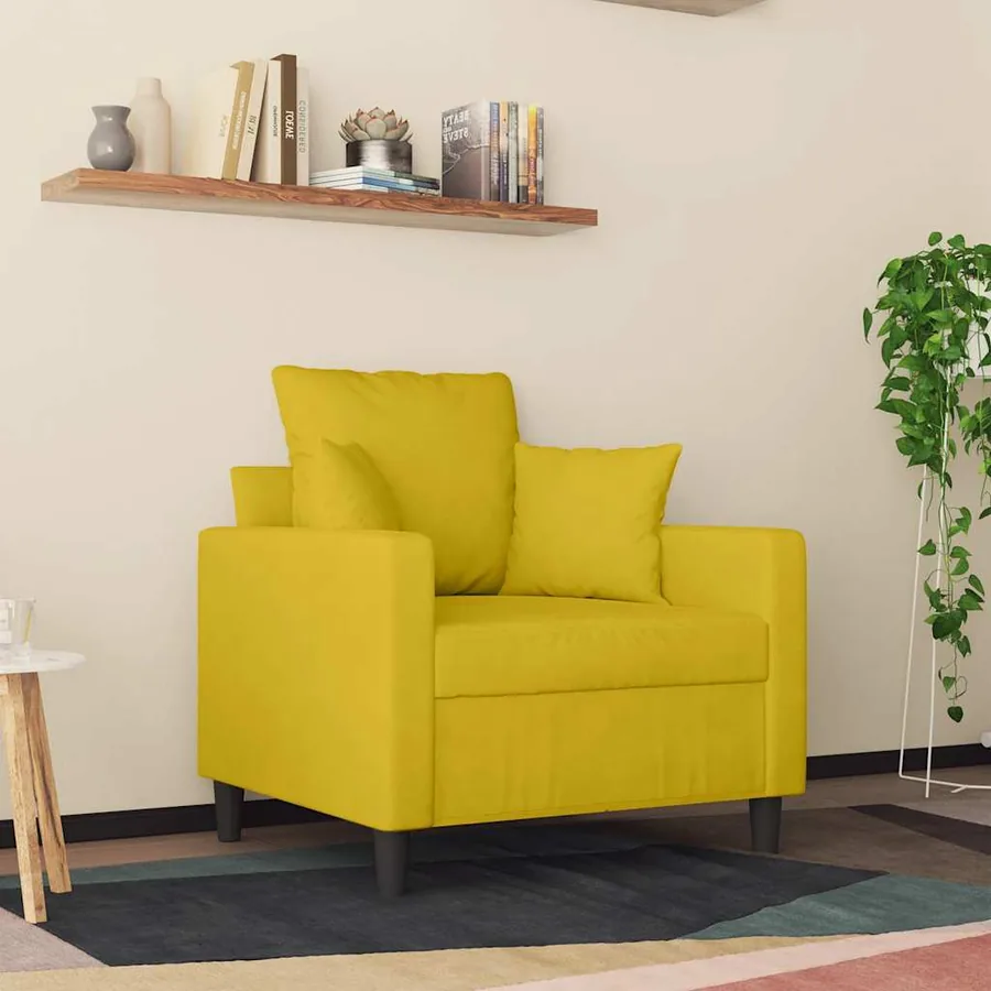 Fauteuil Jaune 60 cm Velours - 3
