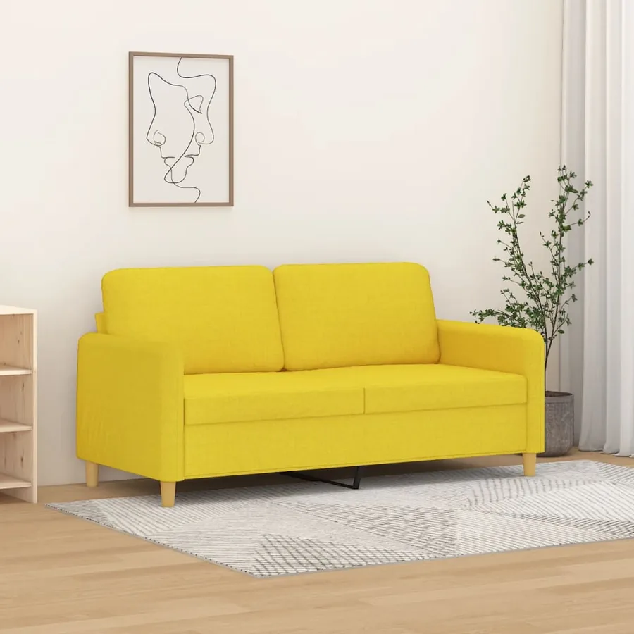 Canapé à 2 places Jaune clair 140 cm Tissu