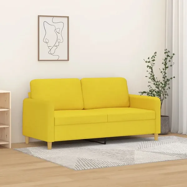 Canapé à 2 places Jaune clair 140 cm Tissu