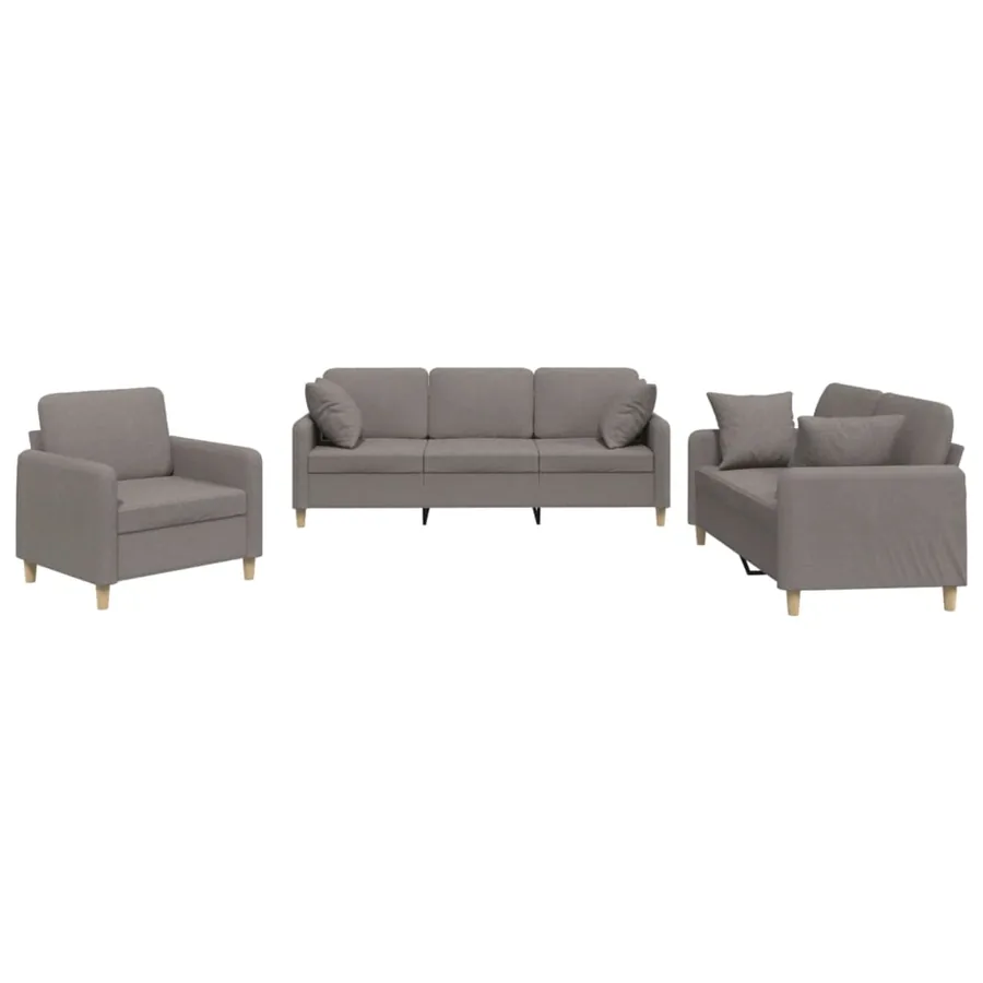 Ensemble de canapés 3 pcs avec coussins taupe tissu - 2