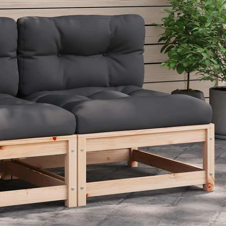 Canapé de jardin sans accoudoirs et coussins bois massif de pin