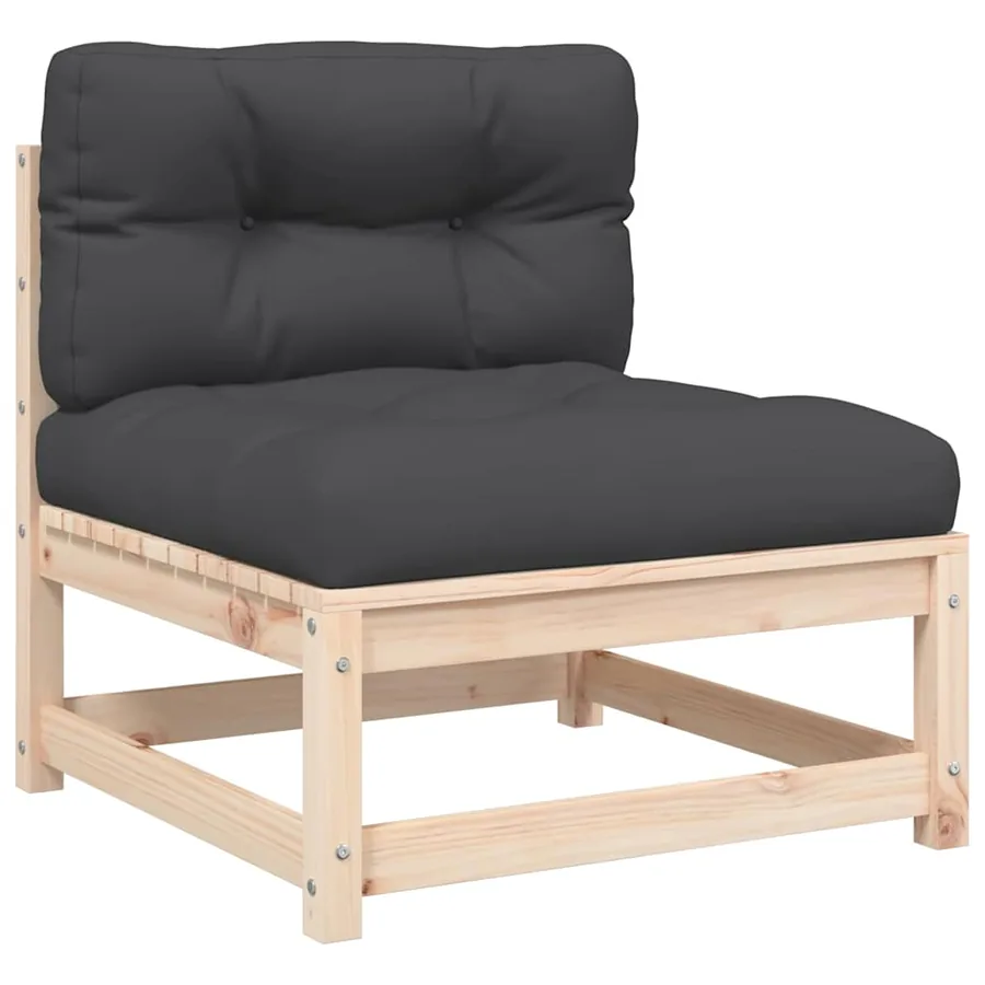 Canapé de jardin sans accoudoirs et coussins bois massif de pin - 2