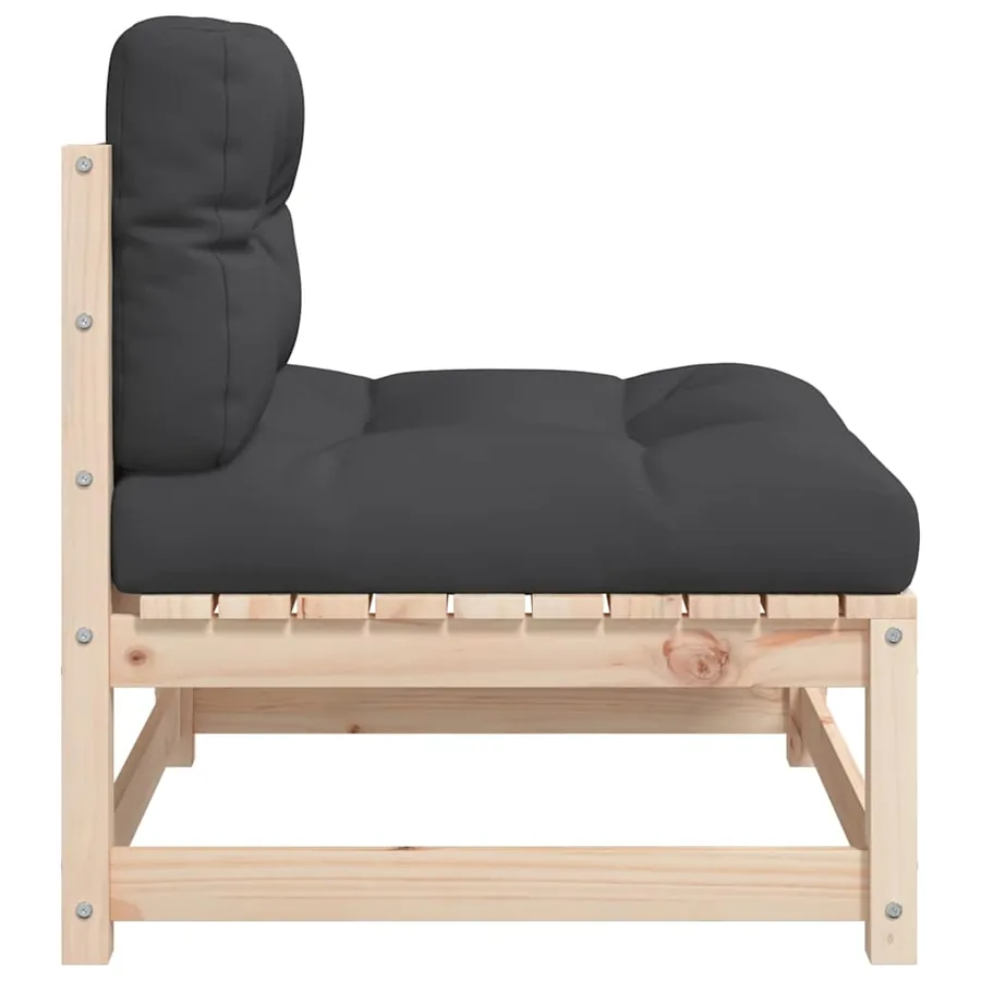 Canapé de jardin sans accoudoirs et coussins bois massif de pin - 6