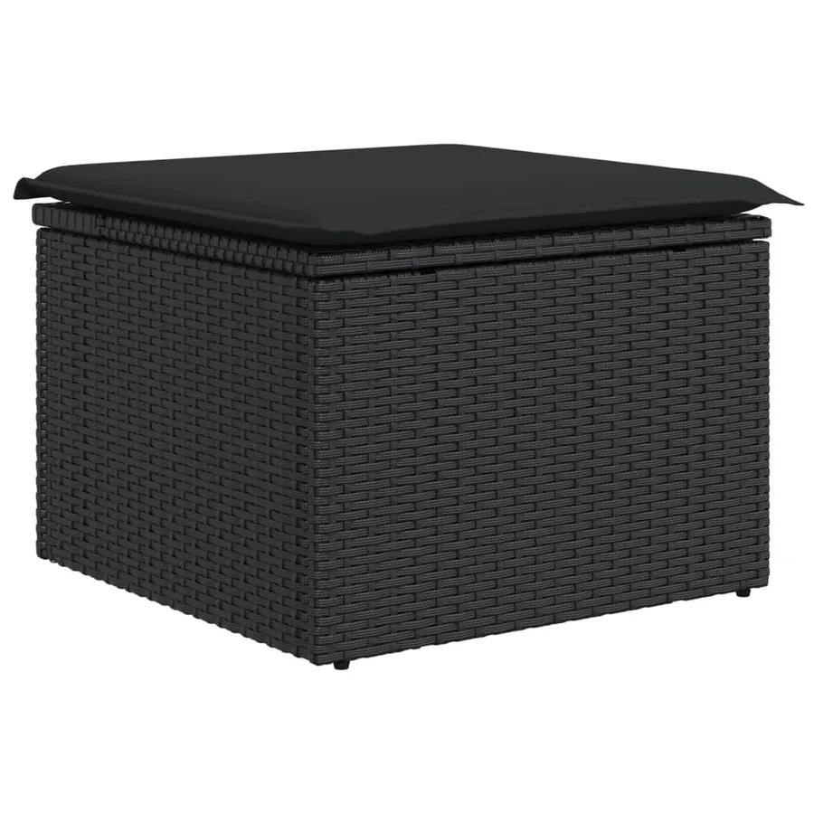 Salon de jardin 12 pcs avec coussins noir résine tressée - 11