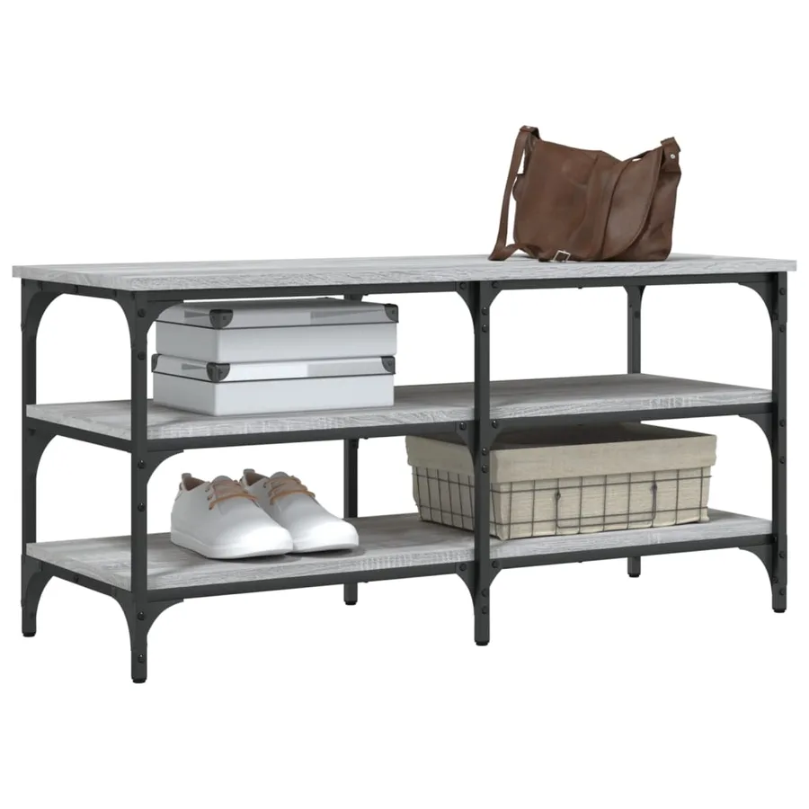 Banc à chaussures sonoma gris 100x38,5x49 cm bois d'ingénierie - 4