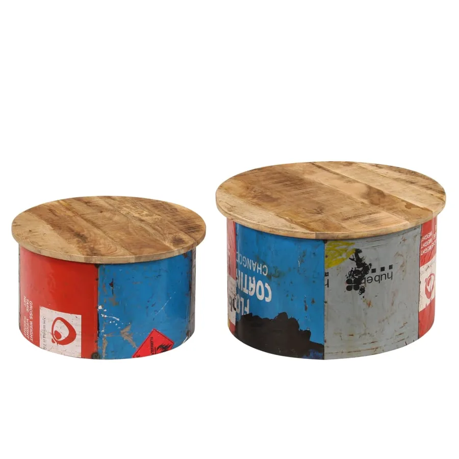 Tables basses 2 pcs Bois solide de manguier - 15