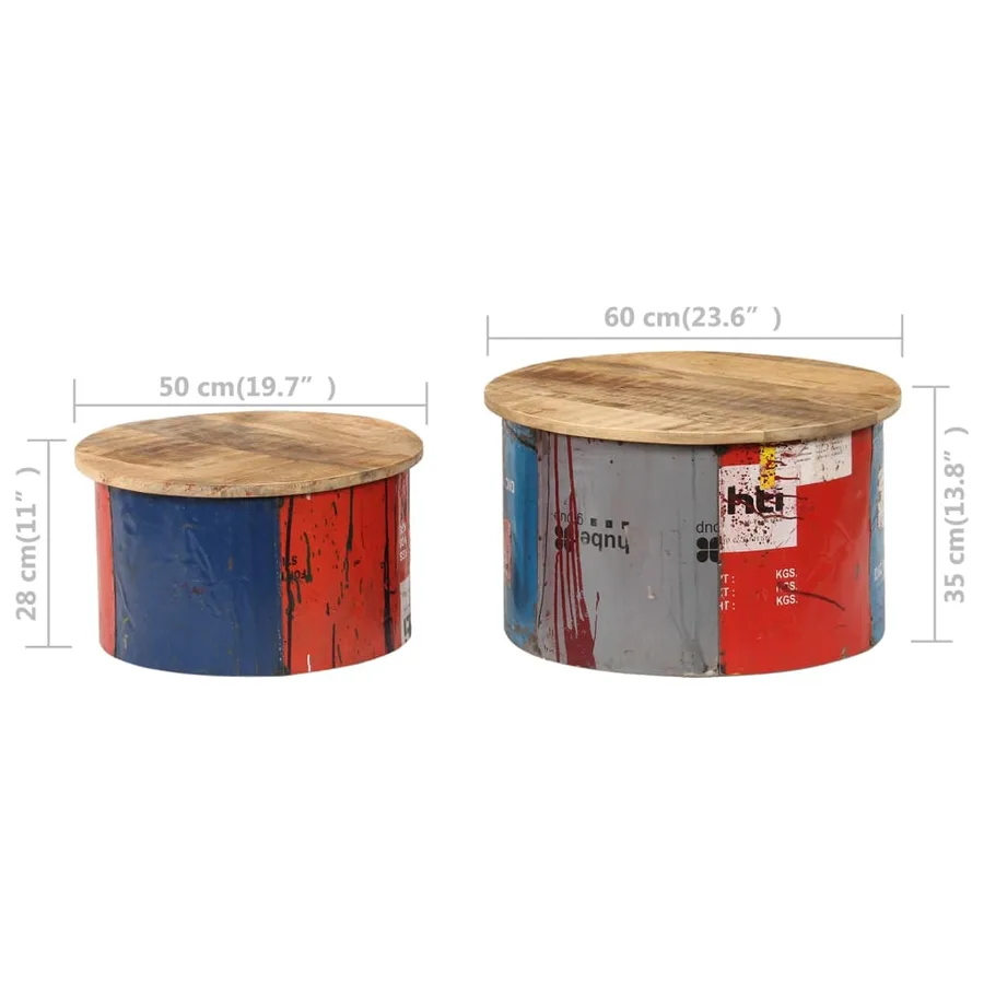 Tables basses 2 pcs Bois solide de manguier - 9